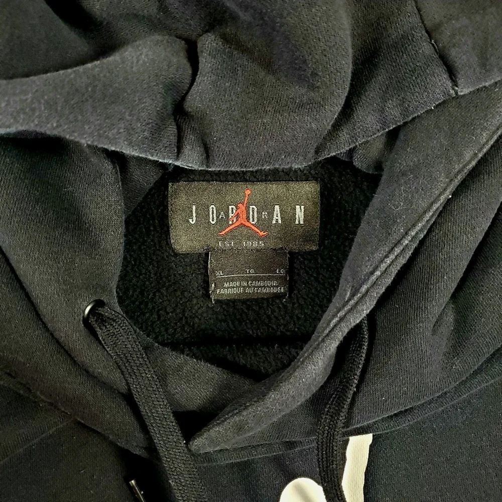 Jordan Jumpman Hoodie Mens Size XL Black White Logo Fleece Pullover Sweatshirt